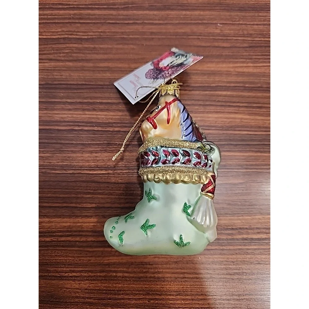 Fitz and Floyd Glass Ornament Greg Stocking‎ Horse Presents Gifts In Box! S92